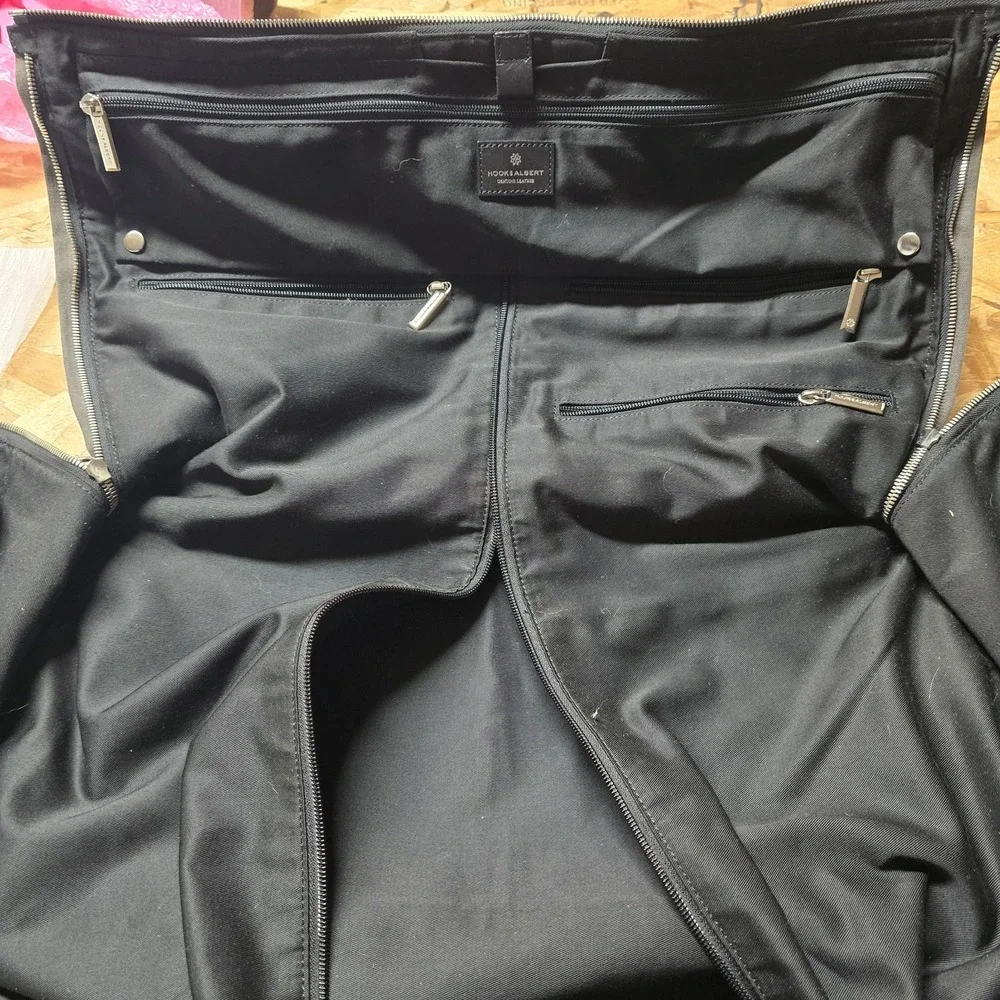 Hook & Albert Grey Waxed Canvas Garment Weekender Bag Travel Carry-On Duffel